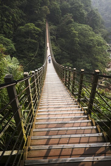 People on suspension bridge