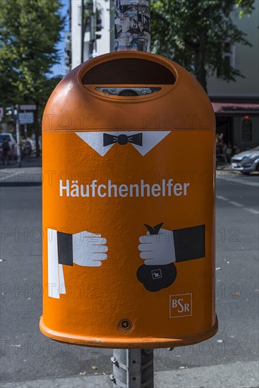 Municipal wastepaper basket with homorous slogan