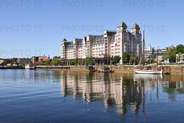 Old warehouse district with harbour warehouse