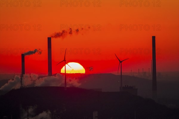 Sunset in front of Scholven power plant