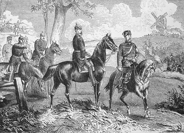 Crown Prince Frederick William and Prince Frederick Charles as referees at the Imperial Maneuver of Berlin in autumn 1876