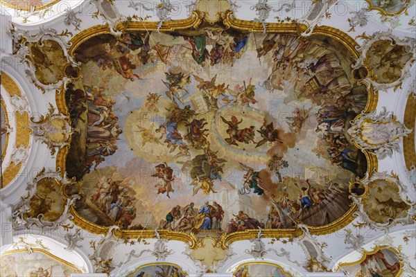 Ceiling fresco Healing miracle at the pond Betesda and miraculous image with help seekers