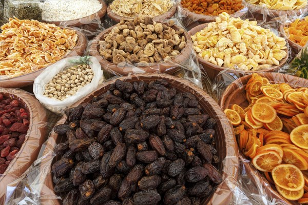 Dried and candied fruits at a market stall in Cannobio