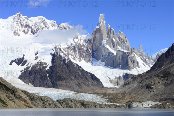 Laguna Torre with Cerro Torre and Cerro Adela with glacier