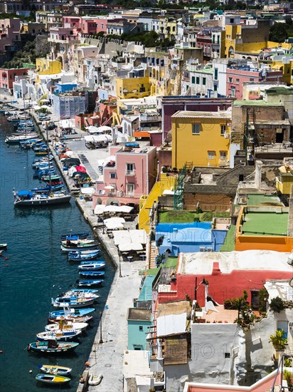 View of the island of Procida with its colourful houses