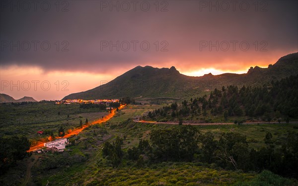 Mountain roads with traces of light