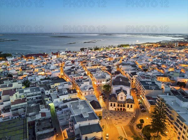 City view at dusk