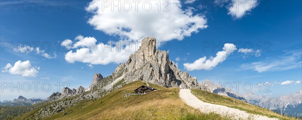 Hut at Passo Giau with La Gusela peak