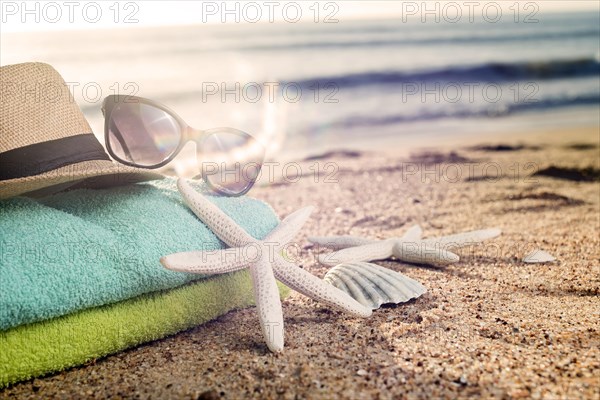 Summer accessories as colorful towels