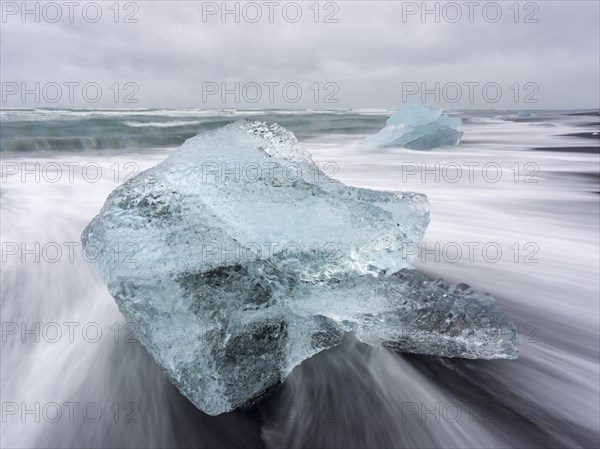 Icebergs at the black beach of Jokulsarlon