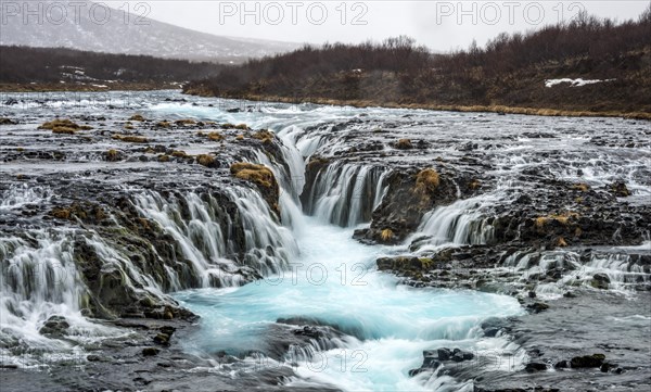 Waterfall Bruarfoss in winter