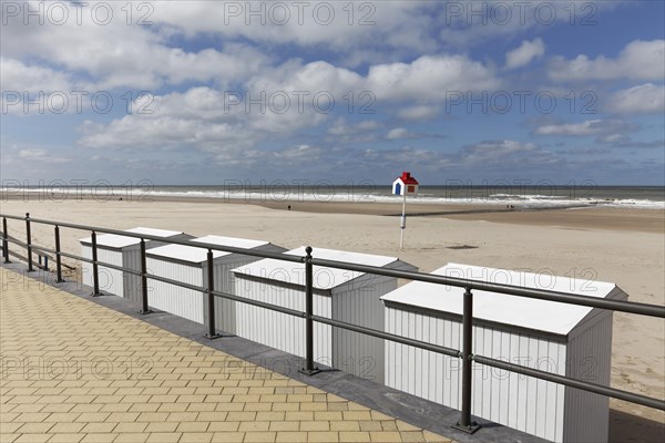 Beach with white beach huts near Blankenberge