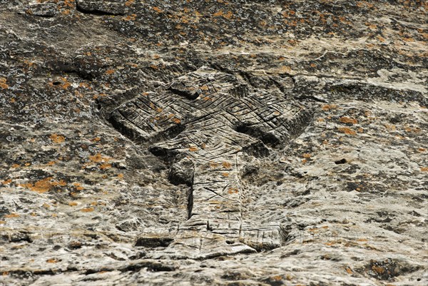 Ethiopian-orthodox cross carved in stone