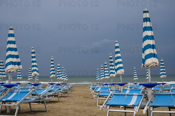 Abandoned beach chairs on the beach