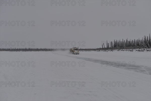 Cleared ice road on the Mackenzie River