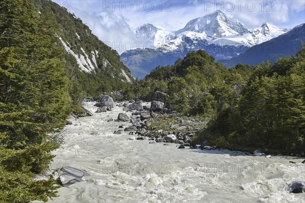 Rio Norte or Rio Exploradores with glacier San Valentin