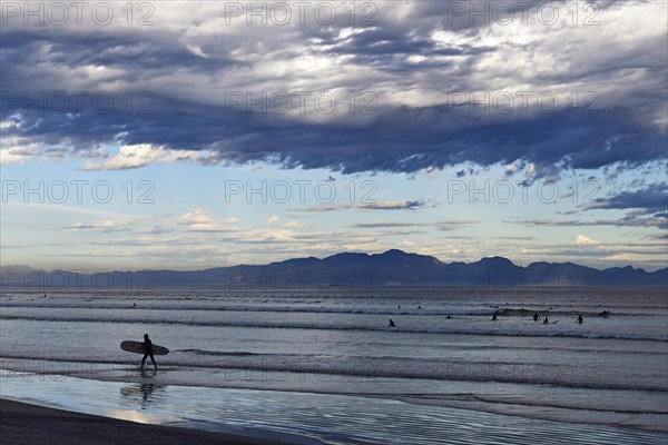 Surfers at the beach of Muizenberg