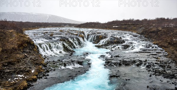 Waterfall Bruarfoss in winter