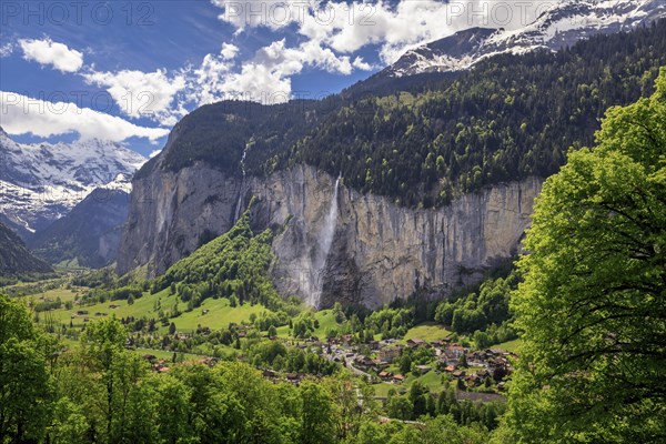 View of Lauterbrunnen with Staubbach Falls