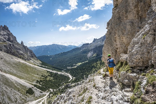 Hiker at the Rosengarten group