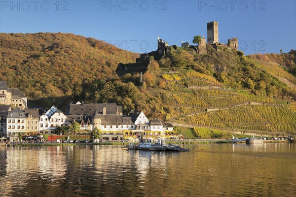 Beilstein and ruins of Metternich Castle with vineyard