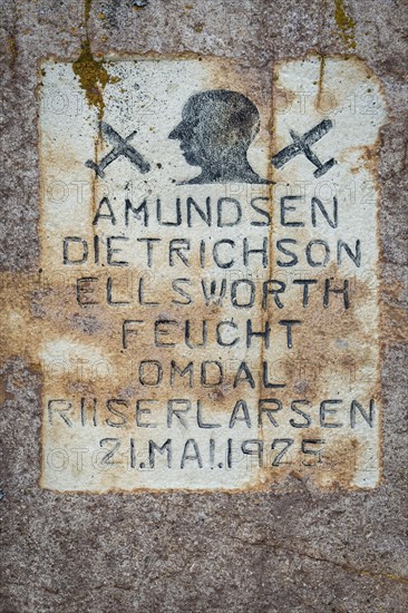 Memorial stone for Amundsen-Ellsworth North Pole Airplane Expedition