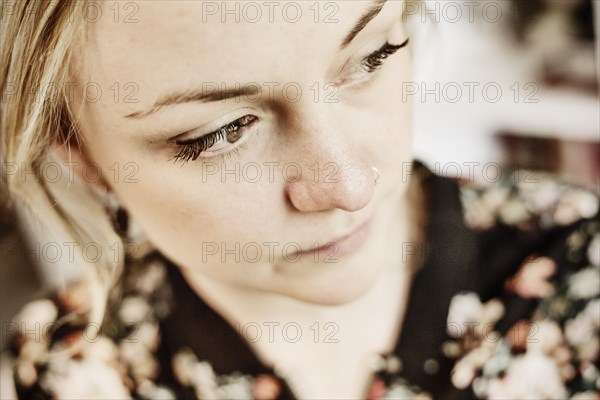 Young woman with nose piercing