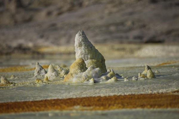 Sulphur sediments in the thermal area of Dallol