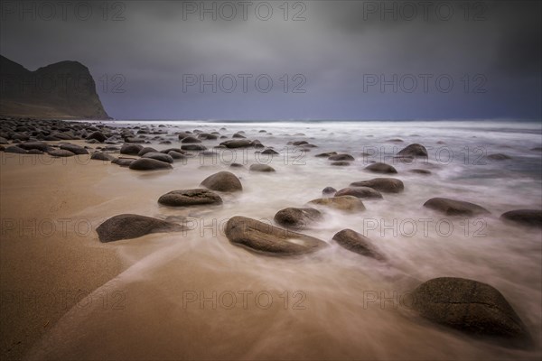 The beach of Unstad after heavy rains