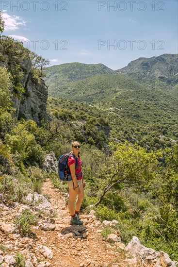 Female hiker on a hiking trail