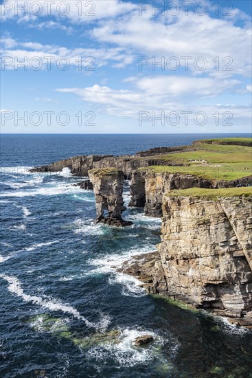 The cliffs of Yesnaby with the 35m high surf pillar