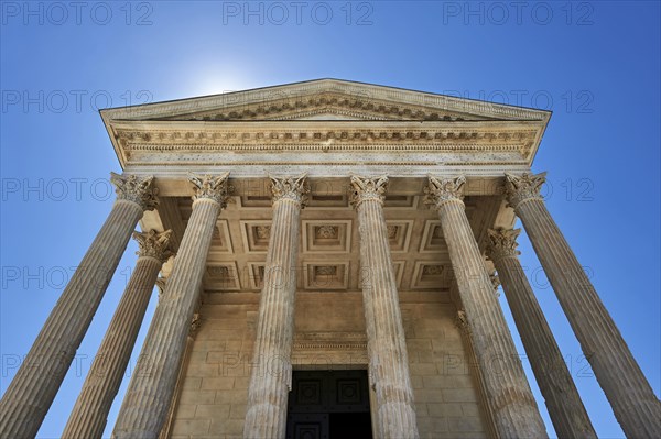 Facade of the Maison Carree ancient Roman Corinthian temple