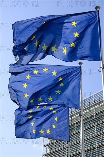 European flags in front of the Berlaymont building