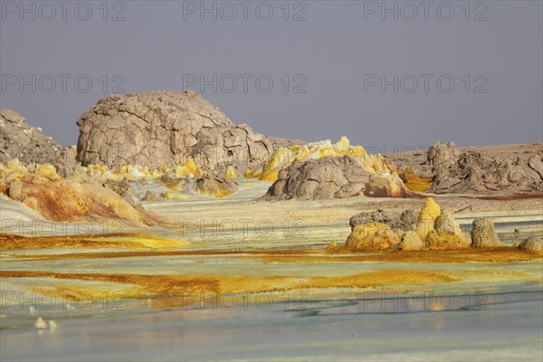 Sulphur sediments in the thermal area of Dallol