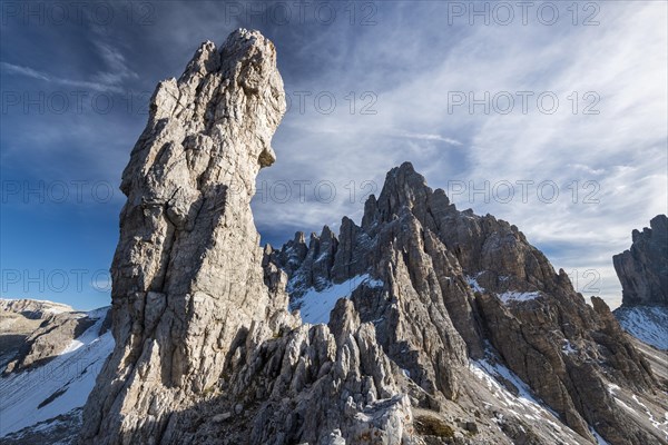 Rock needle and summit of the Paternkofel