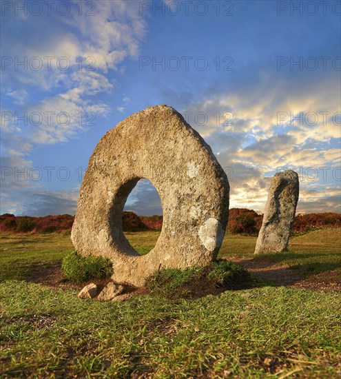 Men-an-Tol or Men an Toll known locally as the Crick Stone