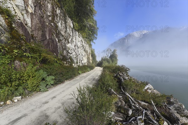 Gravel road with rainbow at Puerto Rio Tranquilo