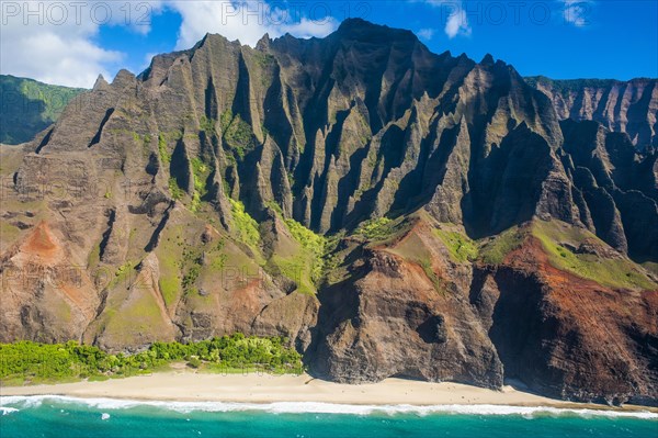 Aerial of the rugged Na Pali Coast