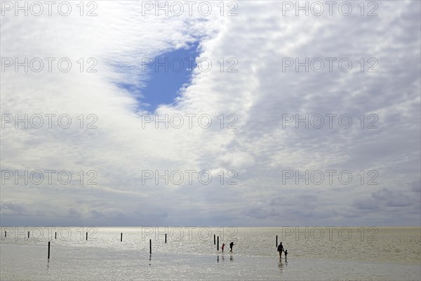 Persons in intertidal zone at rising Water