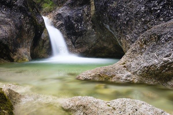 Almbach gorge with waterfall