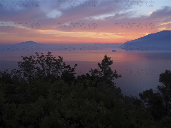 Sunrise and dawn in the gulf of Naples at Sorrento