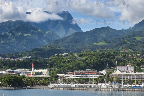 City view with high mountains