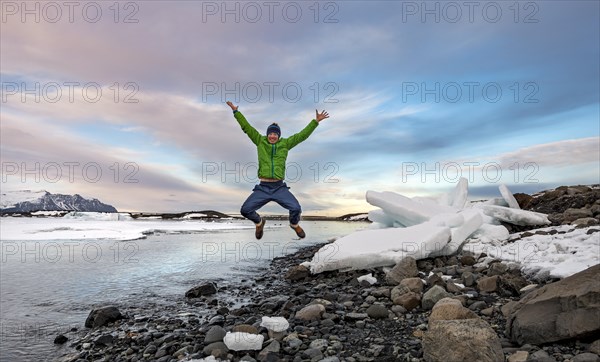 Hiker jumps