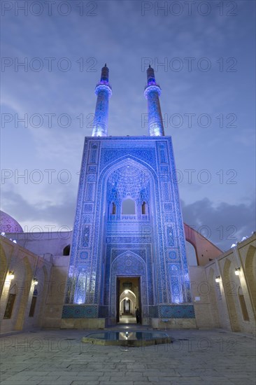 Masjed-e Jameh mosque or Friday mosque at twilight