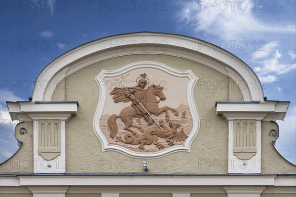 Gable with relief of St. George with dragon