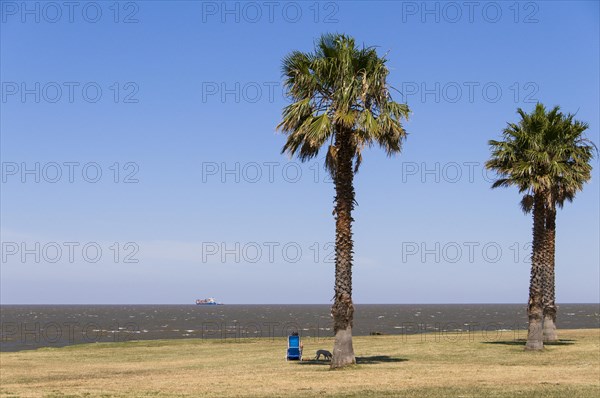 Man alone with deckchair at the Rambla
