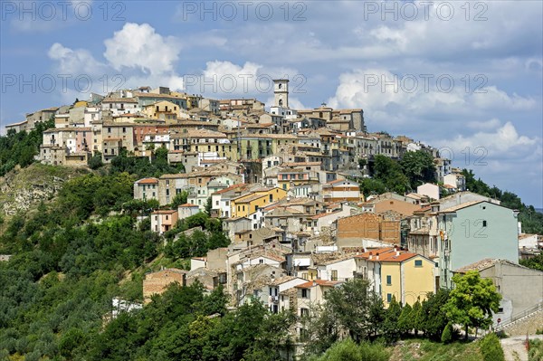 View of the old town on a green hill