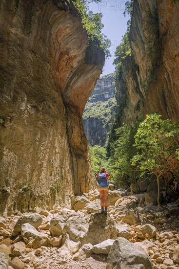 Female hiker in a gorge