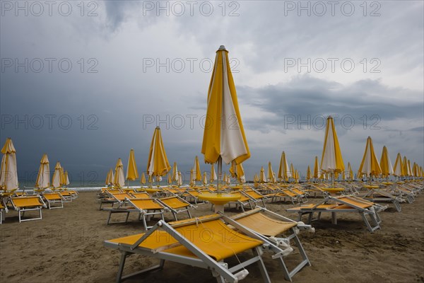 Abandoned beach chairs on the beach