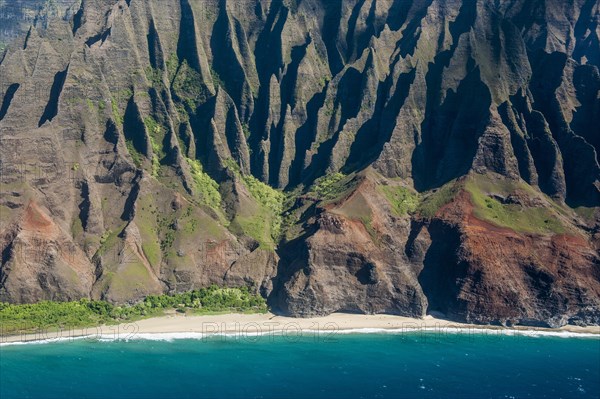 Aerial of the rugged Na Pali Coast